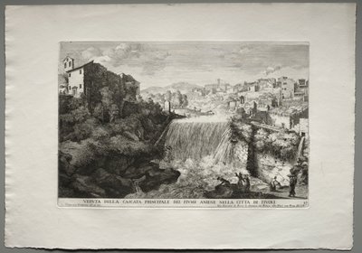 Veduta della Cascata Principale del Fiume Aniene en la ciudad de Tivoli de Giovanni Francesco Venturini