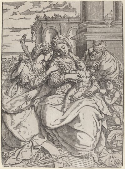 Madonna y el Niño con Santa Catalina de Giovanni Gallo after Marco Pino