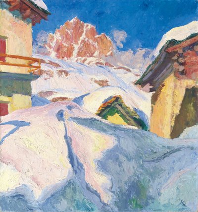 Capolago en invierno con vista de Piz Lagrev, 1928 de Giovanni Giacometti