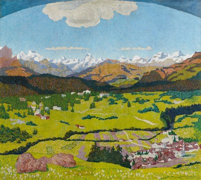 Panorama de Flims. Tríptico, panel central, 1904 de Giovanni Giacometti