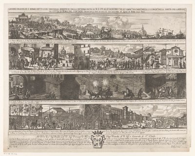 Optocht om Rome vrij te maken van de pest Órdenes de diligencia y reparaciones realizadas con beneficio universal por la paterna Pietra di N. S. PP. Alejandro VII. et emin.mi SS. card.li del S. congr.me della sanita para liberar la ciudad de Roma del conta de Giovanni Giacomo de
