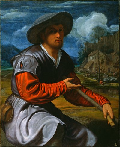 Pastor con flauta, c.1525 (óleo sobre lienzo) de Giovanni Girolamo Savoldo