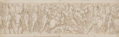 32 copias de la columna de Marco Aurelio, Piazza Colonna en Roma de Giovanni Guerra