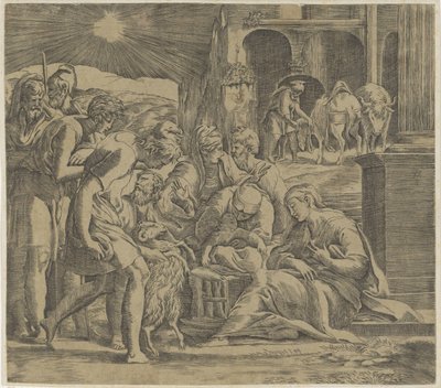 Adoración de los pastores de Giovanni Jacopo Caraglio