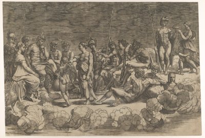 Asamblea de los dioses después de la composición del techo en la Loggia di Psiche, Villa Farnesina, 1527 de Giovanni Jacopo Caraglio