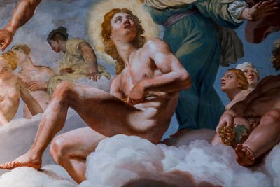 Apolo. Detalle de "El consejo de los dioses" 1624-1625. fresco de Giovanni Lanfranco