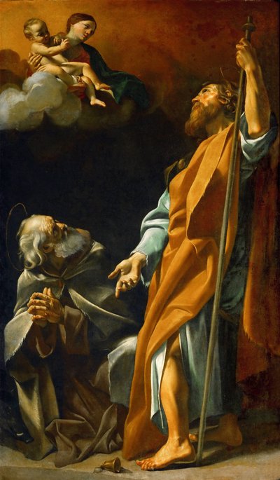 La Virgen María aparece a los santos Santiago y Antonio Abad de Giovanni Lanfranco