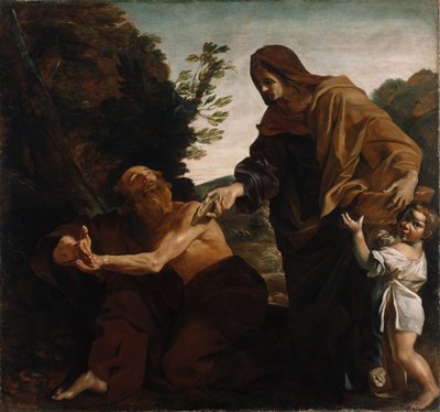 Elías recibiendo pan de la viuda de Sarepta, 1621-24 de Giovanni Lanfranco