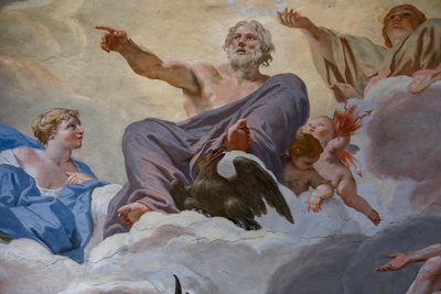 Júpiter y Junón. Detalle de "El consejo de los dioses" 1624-1625. fresco de Giovanni Lanfranco