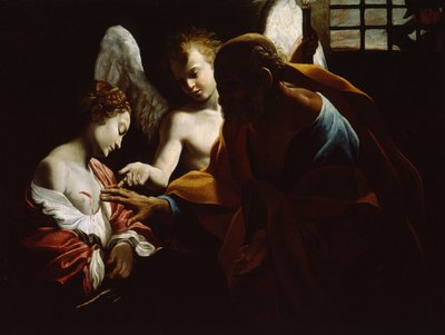 Santa Águeda atendida por San Pedro y un ángel en prisión, ca. 1614 de Giovanni Lanfranco
