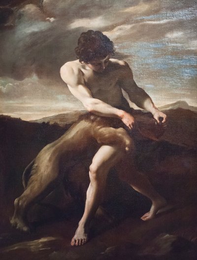Sansón mata al león de Giovanni Lanfranco