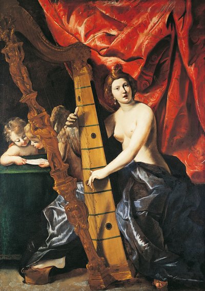 Venus tocando el arpa, Alegoría de la Música de Giovanni Lanfranco