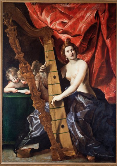 Mujer tocando el arpa (Alegoría de la Música) de Giovanni Lanfranco