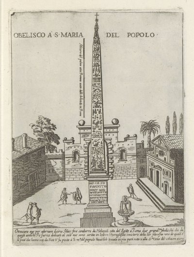 El obelisco egipcio de Ramsés II en la Piazza del Popolo en Roma Obelisco a S. Maria del Popolo (título sobre objeto) Monumentos y edificios modernos y antiguos en Roma (título de la serie) Ornamenti di fabriche antichi et moderni dell