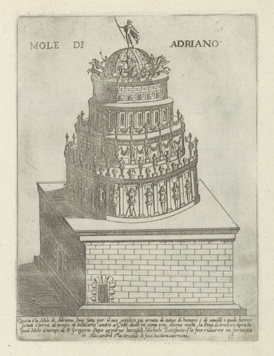 Mausoleo de Adriano Mole di Adriano (título sobre objeto) Monumentos y edificios modernos y antiguos en Roma (título de la serie) Ornamenti di fabriche antichi et moderni dell