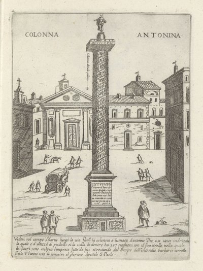 Columna de Marco Aurelio en Roma Colonna a S. Antonio (título sobre objeto) Monumentos y edificios modernos y antiguos en Roma (título de la serie) Ornamenti di fabriche antichi et moderni dell