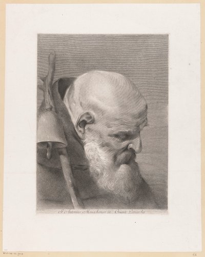 De heilige Antonio de Grote San Antonio, Patriarca de los Monjes en Griente (título sobre objeto) de Giovanni Marco Pitteri