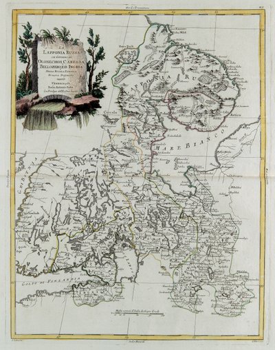 Laponia rusa con los gobiernos de Olonecholi, Carelia, Bielozero e Ingria en Rusia europea, de Tome III del "Nuevo Atlas", grabado por G. Zuliani de Giovanni Marco Pitteri