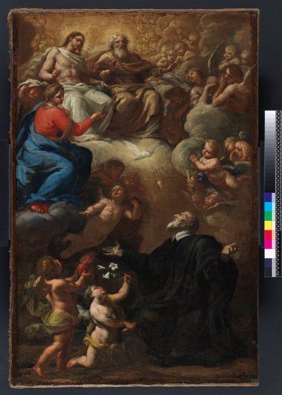 Visión de San Felipe Neri. Modelado de la "Visión de San Felipe Neri" en el Battistero di San Giovanni (Siena) de Giovanni Maria Morandi