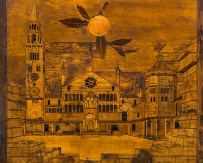 Coro Canónico de Madera, Incrustado por Giovanni Maria Platina 1484, Stallo Superior, Piazza del Duomo di Cremona de Giovanni Maria Platina