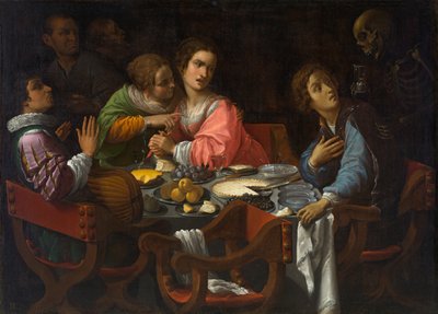 Memento Mori: La Muerte Llega a la Mesa, circa 1630-1638 de Giovanni Martinelli