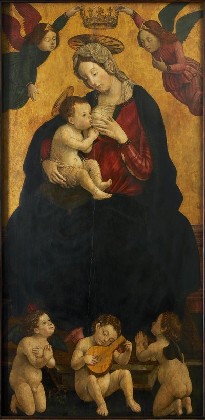 Madonna de la Leche con ángeles músicos, 1490-1500 de Giovanni Martino Spanzotti