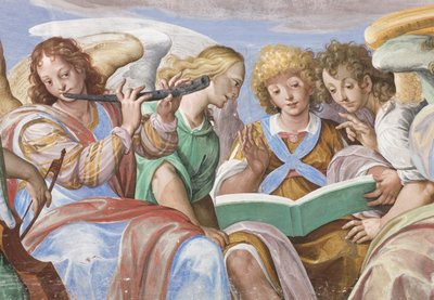 Ángeles cantando y tocando (detalle) de Giovanni Mauro della Rovere