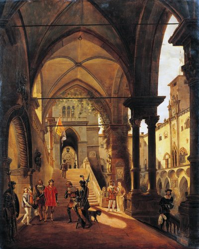Luis XI en el castillo de Barolo, por Giovanni Migliara (1785-1837) de Giovanni Migliara