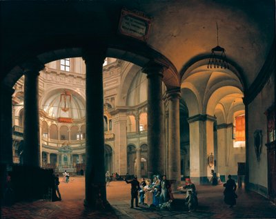 Vista del interior de la Basílica de San Lorenzo. Pintura de Giovanni Migliara (1785-1837). 1835. Milán, Museo de Milán. de Giovanni Migliara