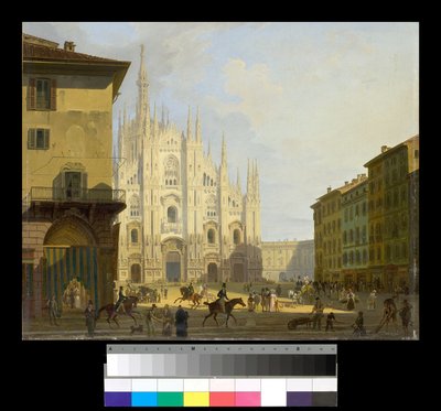 Vista de la Piazza Duomo en Milán de Giovanni Migliara
