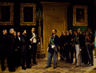 Anexión de Italia presentada a Víctor Manuel II por delegados toscanos, por Giovanni Mochi (1829-1892), era de la Unificación, Italia de Giovanni Mochi