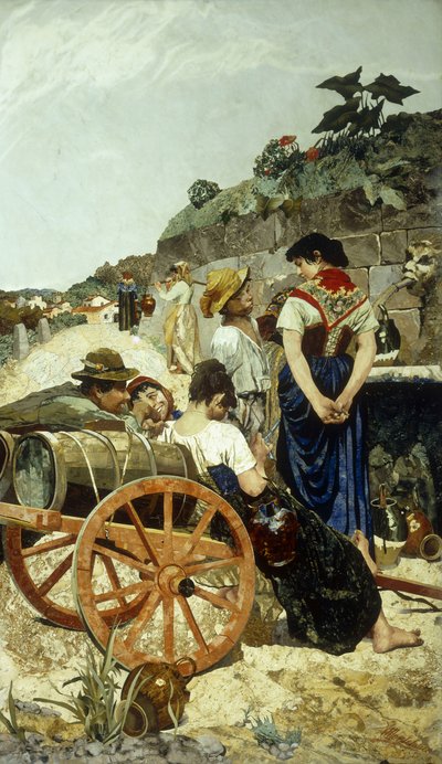 Escena de Mercado Italiano de Giovanni Montelatici