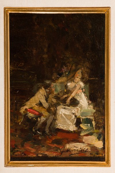 Estudio para Notas de amor (óleo sobre tabla) de Giovanni Muzzioli