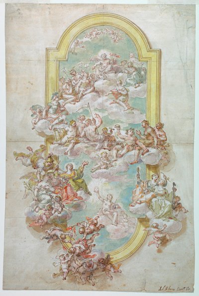 Dibujo, Techo con Júpiter, Jun, 1718-30 de Giovanni Odazzi