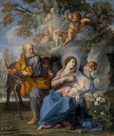 Descanso en la huida a Egipto (óleo sobre cobre) de Giovanni Odazzi