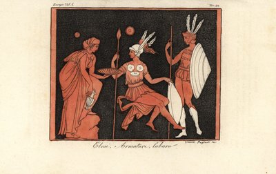 Guerreros griegos con cascos, armaduras y estandartes de lábaro de Giovanni Paglianti
