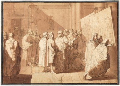 Fra Bartolommeo muestra a Rafael los cartones de Leonardo y Miguel Ángel de Giovanni Paolo Lasinio