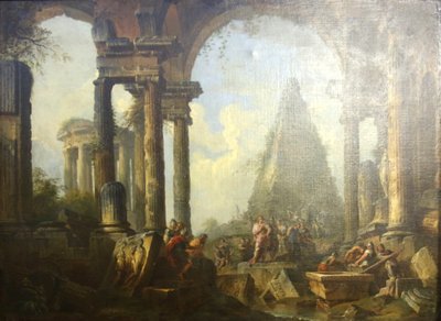 Alejandro Magno ante la tumba de Aquiles. de Giovanni Paolo Panini