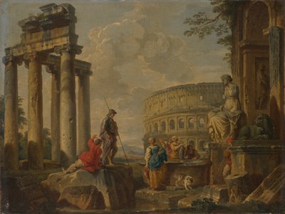 El Coliseo entre ruinas romanas de Giovanni Paolo Panini