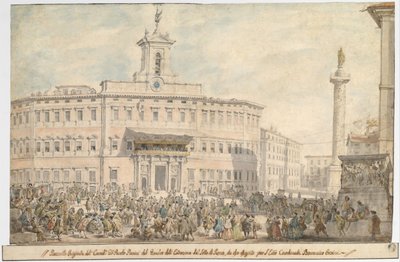 La lotería en Piazza di Montecitorio, 1743-1744 de Giovanni Paolo Panini
