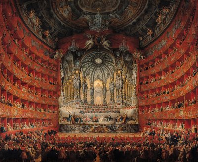 Concierto dado por el Cardenal de La Rochefoucauld en el Teatro Argentina en Roma, en el matrimonio de Luis el Delfín, hijo de Luis XV, con María Josefa de Sajonia, 1747 de Giovanni Paolo Pannini