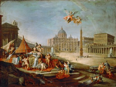 Piazza San Pietro, Roma con una alegoría del triunfo del papado de Giovanni Paolo Pannini