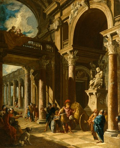 Alejandro Magno cortando el nudo gordiano, c.1718-19 de Giovanni Paolo Pannini