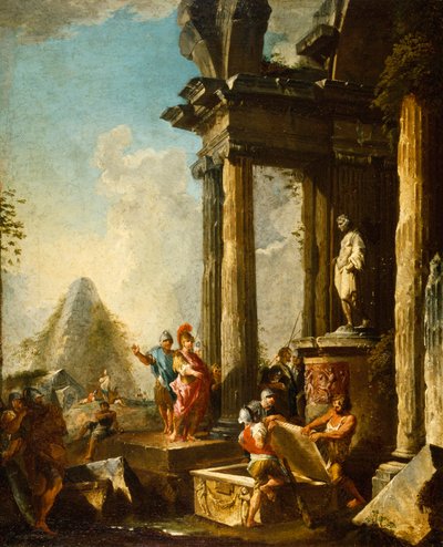 Alejandro Magno en la tumba de Aquiles, c.1718-19 de Giovanni Paolo Pannini