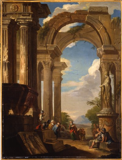 Capricci de ruinas romanas con figuras de Giovanni Paolo Pannini