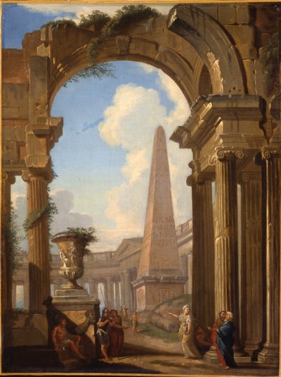 Caprichos de ruinas romanas con figuras de Giovanni Paolo Pannini