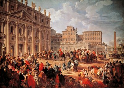 Carlos III visitando la Basílica de San Pedro, Roma de Giovanni Paolo Pannini