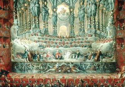 Concierto dado por el Cardenal de La Rochefoucauld (1700-99) en el Teatro Argentina en Roma, en celebración del matrimonio de Luis el Delfín (1729-65) hijo de Luis XV, con Marie-Josephe (1731-67) de Sajonia de Giovanni Paolo Pannini