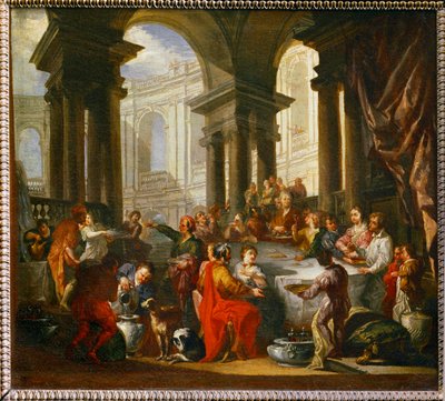 Festín dado bajo un pórtico jónico ... de Giovanni Paolo Pannini or Panini