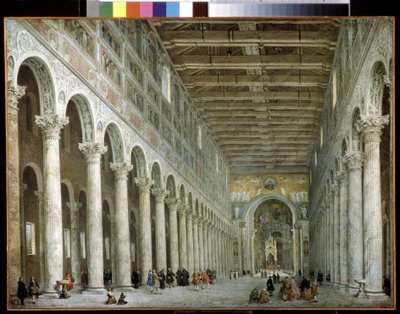 Interior de la Basílica de San Pablo extramuros en Roma. Interior de la Basílica de San Pablo Extramuros en Roma. Pintura de Giovanni Paolo Panini (o Pannini de Giovanni Paolo Pannini
